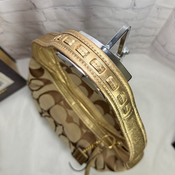 Coach Ergo Signature Jacquard Pleated Brown Canvas Hobo Metallic C0882-12227 - Picture 7 of 16